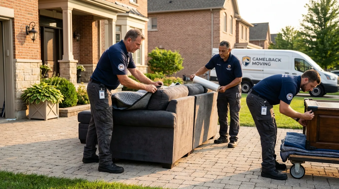 Large estate moving crew wrapping furniture in Britton, SD