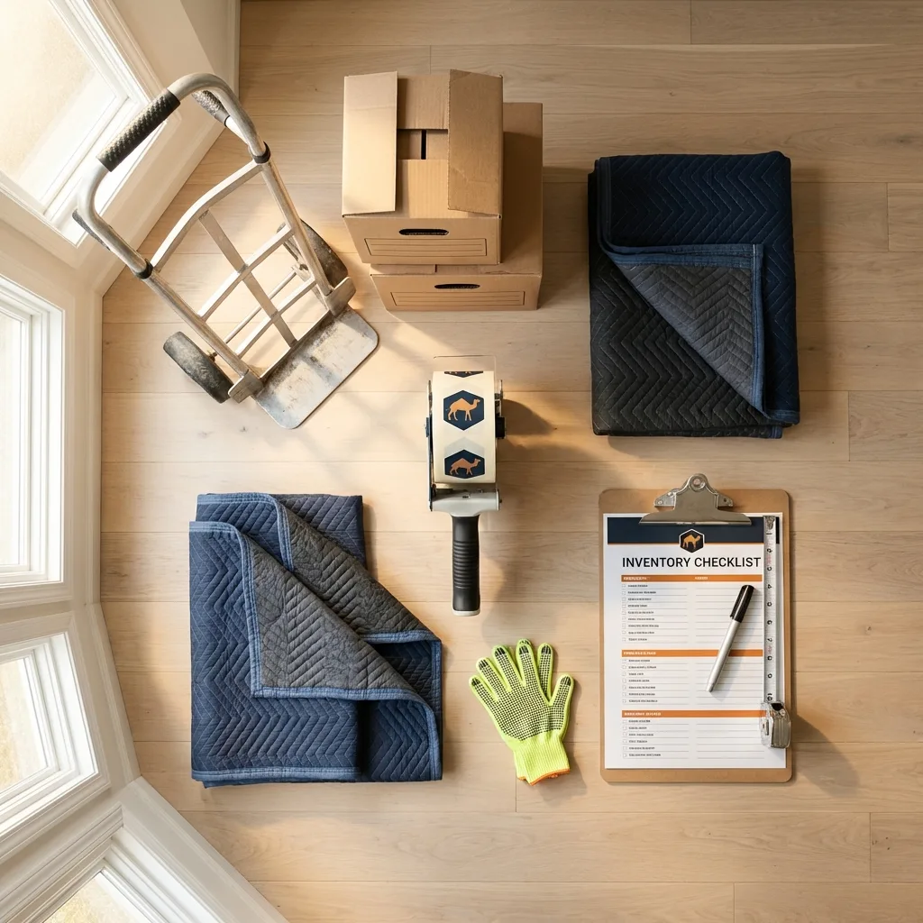 Professional moving supplies and packing materials layout for Britton residential relocations